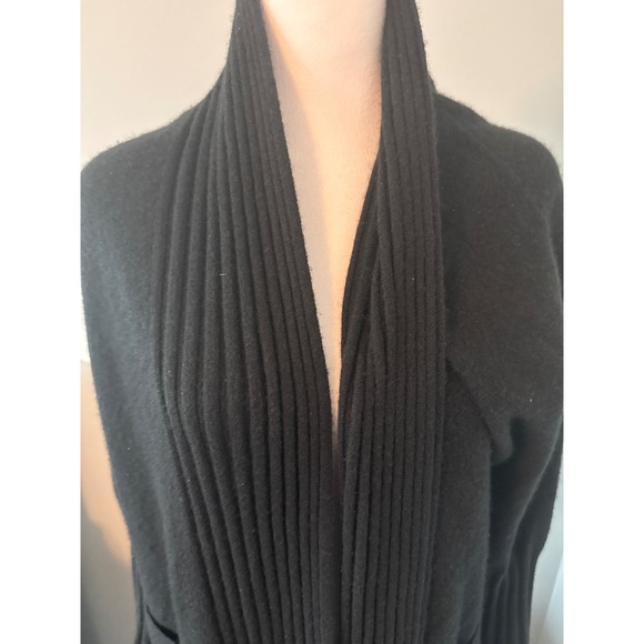 NAADAM Black 100% Cashmere Long Open Front Cardigan Sweater large - Picture 2 of 6